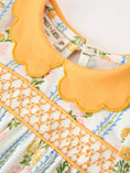 Load image into Gallery viewer, Fall Smocked Floral & Stripe Baby Girl Romper with Scallop Collar