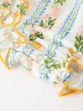 Load image into Gallery viewer, Fall Smocked Floral & Stripe Baby Girl Romper with Scallop Collar