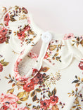 Load image into Gallery viewer, Fall Garden Baby Romper Smocked Petal Collar Bow