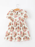 Load image into Gallery viewer, Fall Garden Girls Dress Smocked Petal Collar Bow