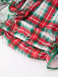 Load image into Gallery viewer, Christmas Tree Plaid Girls Romper Petals Collar Ruffle