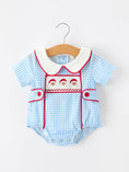 Load image into Gallery viewer, Christmas Santa Embroidered Boys Jon Jon Peter Pan Collar