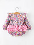 Load image into Gallery viewer, Fall Vintage Floral Print Girls Long Sleeve Romper