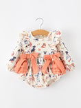 Load image into Gallery viewer, Fall Dog Print Girls Long Sleeve Ruffle Bow Romper