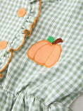 Load image into Gallery viewer, Fall Plaid Girls Dress Pumpkin Applique Ruffle Button Dress