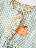 Load image into Gallery viewer, Fall Plaid Baby Girl Outfit Set Pumpkin Applique Ruffle Top Bloomer