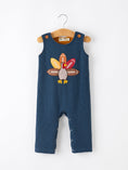 Load image into Gallery viewer, Thanksgiving Turkey Applique Baby Waffle Romper Sleeveless