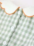 Load image into Gallery viewer, Fall Plaid Girls Dress Pumpkin Bow Smocked Peter Pan Collar