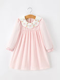 Load image into Gallery viewer, Pink Duck Embroidered Baby Girl Dress Peter Pan Collar Bow Dress