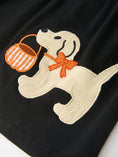 Load image into Gallery viewer, Girls Halloween Dog Pumpkin Applique Dress Puff Sleeve