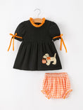 Load image into Gallery viewer, Girls Halloween Dog Pumpkin Black Bloomers Set