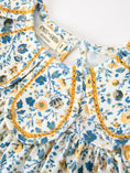 Load image into Gallery viewer, Floral Girls Dress Peter Pan Collar Yellow Trim Puff Sleeve Dress