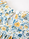 Load image into Gallery viewer, Floral Girls Dress Peter Pan Collar Yellow Trim Puff Sleeve Dress