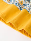 Load image into Gallery viewer, Floral Girls Dress Peter Pan Collar Yellow Trim Puff Sleeve Dress