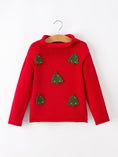 Load image into Gallery viewer, Baby Girl Christmas Red Knit Sweater with Embroidered Tree Appliqué