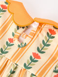 Load image into Gallery viewer, Fall Floral Stripe Baby Girls Romper Petals Collar Smocked
