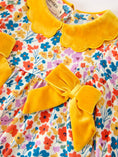 Load image into Gallery viewer, Floral Baby Girl Outfit Set Yellow Velvet Collar Bow Bloomers