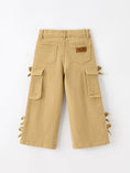 Load image into Gallery viewer, Girls Solid Cargo Leggings Side Bow Pocket Wide Leg Pants
