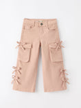 Load image into Gallery viewer, Girls Solid Cargo Leggings Side Bow Pocket Wide Leg Pants