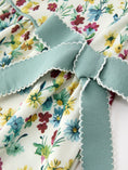 Load image into Gallery viewer, Green Floral Girls Dress Petal Collar Bow Waist Puff Sleeve Dress