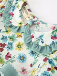 Load image into Gallery viewer, Green Floral Girls Outfit Set Ruffle Collar Bow Baby Bloomer Set