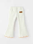 Load image into Gallery viewer, Girls Pumpkin Embroidered Wide-Leg Pants Fall Scallop Hem Casual Pants