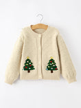 Load image into Gallery viewer, Christmas Tree Knit Cardigan Kids Holiday Sweater Button Front