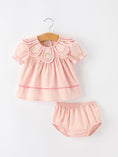 Load image into Gallery viewer, Fall Baby Girl Pink Peter Pan Collar Embroidered Bloomer Set