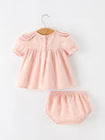 Load image into Gallery viewer, Fall Baby Girl Pink Peter Pan Collar Embroidered Bloomer Set