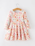 Load image into Gallery viewer, Thanksgiving Pumpkin Floral Girls Twirl Dress