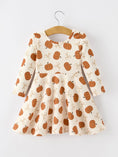 Load image into Gallery viewer, Girls Thanksgiving Pumpkin Bow Dress