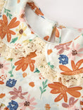 Load image into Gallery viewer, Fall Girls Floral Lace Collar Puff Sleeve Outfit Set