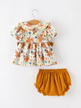 Load image into Gallery viewer, Fall Girls Floral Lace Collar Ruffle Bloomer Set