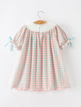 Load image into Gallery viewer, Girls Christmas Smocked Plaid Dress with Tree Embroidery