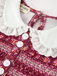 Load image into Gallery viewer, Burgundy Floral Smocked Baby Girl Bubble Romper Peter Pan Collar