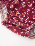 Load image into Gallery viewer, Burgundy Floral Smocked Baby Girl Bubble Romper Peter Pan Collar