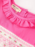Load image into Gallery viewer, Fall Girl Hot Pink Ruffle Smocked Embroidery Dress