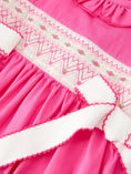 Load image into Gallery viewer, Fall Girl Hot Pink Ruffle Smocked Embroidery Dress