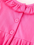 Load image into Gallery viewer, Fall Baby Girl Hot Pink Ruffle Smocked Embroidery Romper
