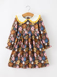 Load image into Gallery viewer, Fall Retro Girls Floral Peter Pan Collar Twirl Dress
