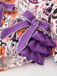 Load image into Gallery viewer, Halloween Pumpkin Ghost Baby Girl Bubble Romper Ruffle Bow Detail