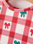 Load image into Gallery viewer, Christmas Girls Candy Cane & Bow Plaid Twirl Dress