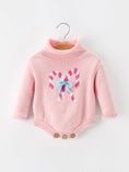 Load image into Gallery viewer, Christmas Candy Cane Bow Knit Baby Girls Romper