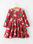 Load image into Gallery viewer, Girls Christmas Wreaths Twirl Long Sleeve Festive Dress