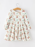 Load image into Gallery viewer, Girls Reindeer Christmas Twirl Long Sleeve Dress