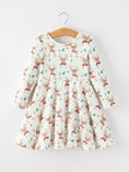 Load image into Gallery viewer, Girls Reindeer Christmas Twirl Long Sleeve Dress