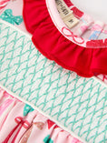 Load image into Gallery viewer, Baby Girl Christmas Smocked Bubble Romper Bow Print