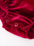 Load image into Gallery viewer, Christmas Velvet Smocked Baby Bubble Romper with Pearl Detail