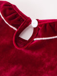 Load image into Gallery viewer, Christmas Velvet Smocked Baby Bubble Romper with Pearl Detail