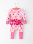 Load image into Gallery viewer, Halloween Pumpkin Ghost Print Baby Girl Pajamas Ruffle Zipper Romper